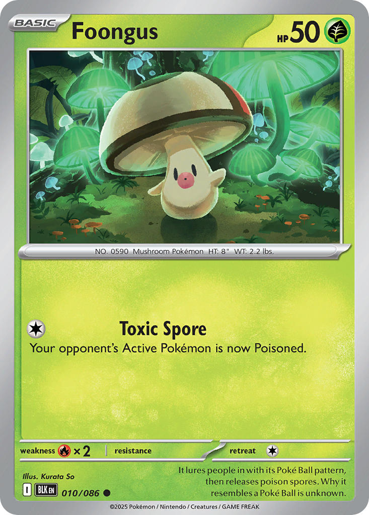 Foongus 010/086 Common Black Bolt Pokémon card