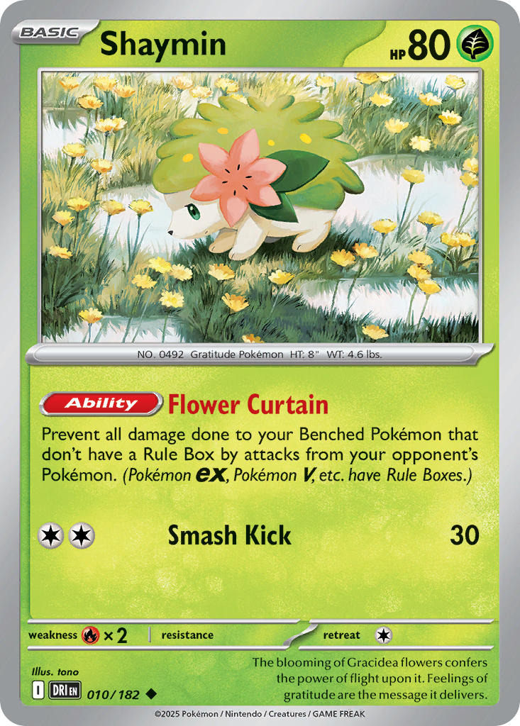 Shaymin 010/182 Common Destined Rivals Pokémon card