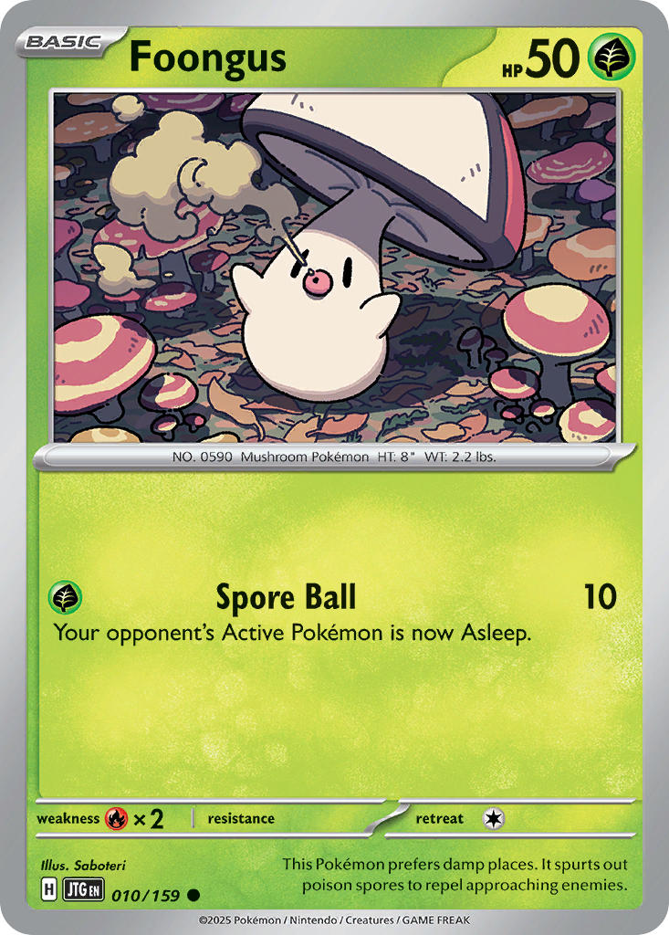 Foongus 010/159 Common Journey Together Pokémon card
