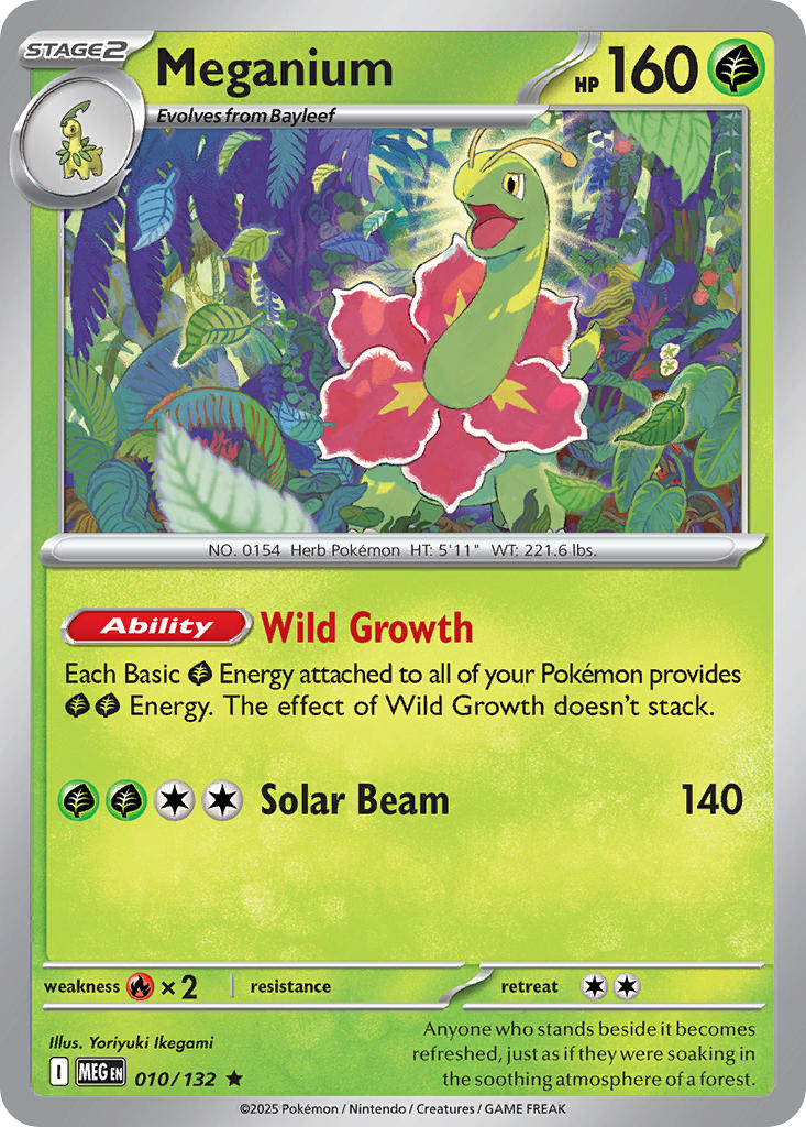 Meganium 010/132 Rare Mega Evolution Pokémon card