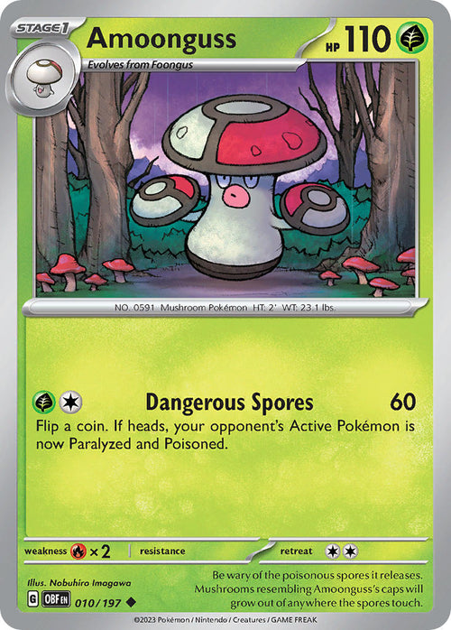 Amoonguss 010/197 Uncommon Obsidian Flames Pokémon card