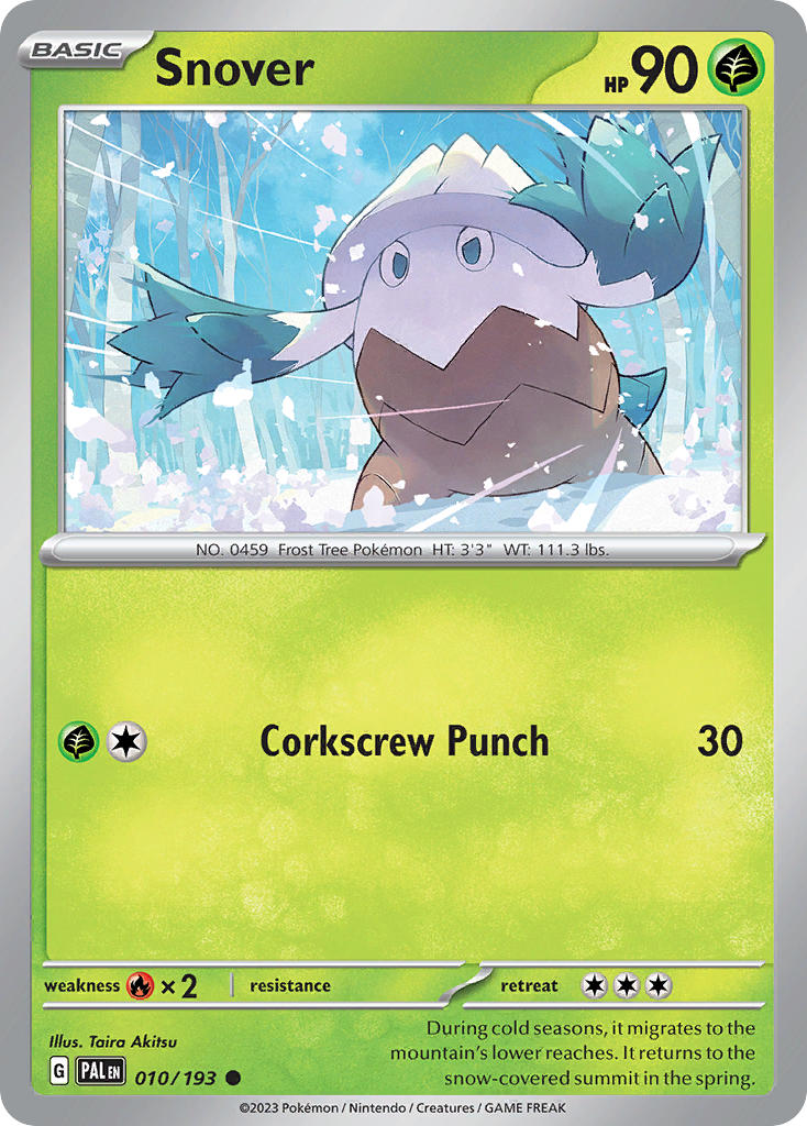 Snover 010/193 Common Paldea Evolved Pokémon card