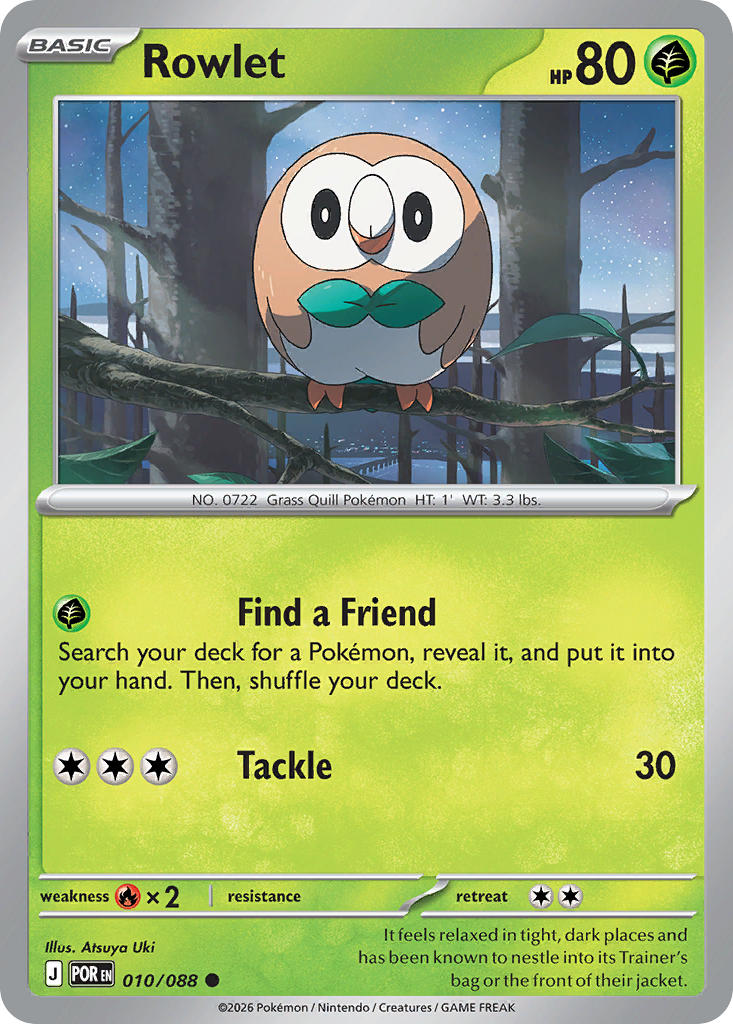 Rowlet 010/088 Common Perfect Order Pokémon card