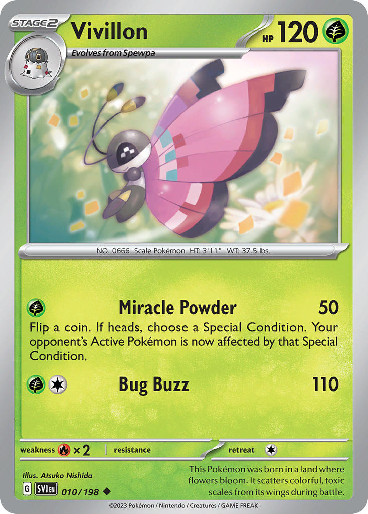 Vivillon 010/198 Uncommon Scarlet & Violet Pokémon card