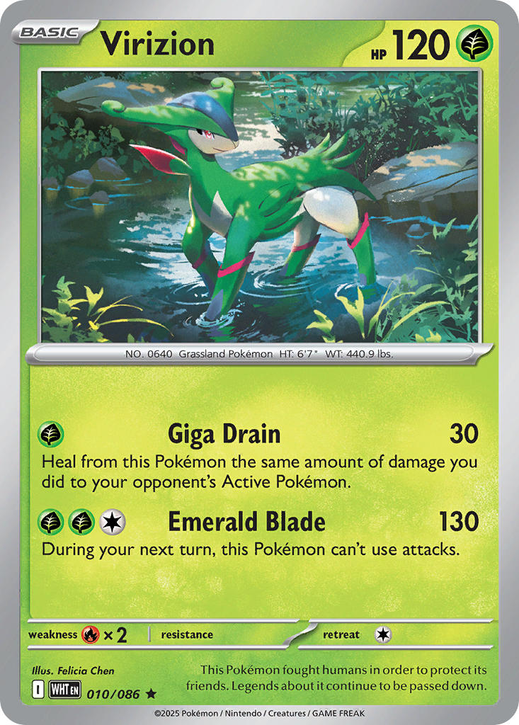 Virizion 010/086 Rare White Flare Pokémon card