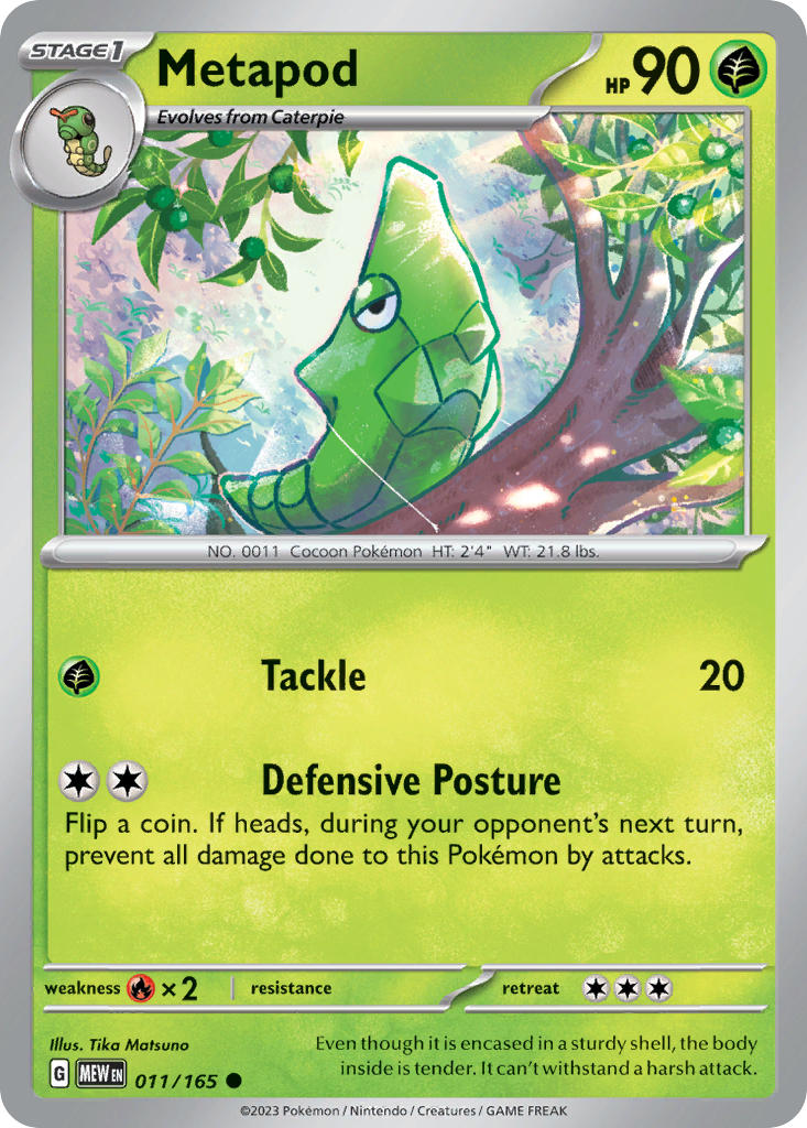 Metapod 011/165 Common 151 Pokémon card
