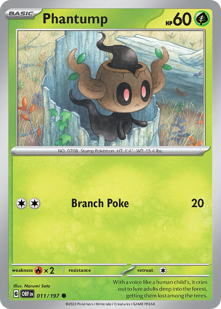 Phantump 011/197 Common Obsidian Flames Pokémon card