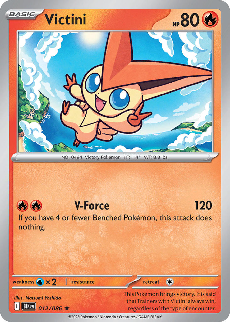 Victini 012/086 Rare Black Bolt Pokémon card