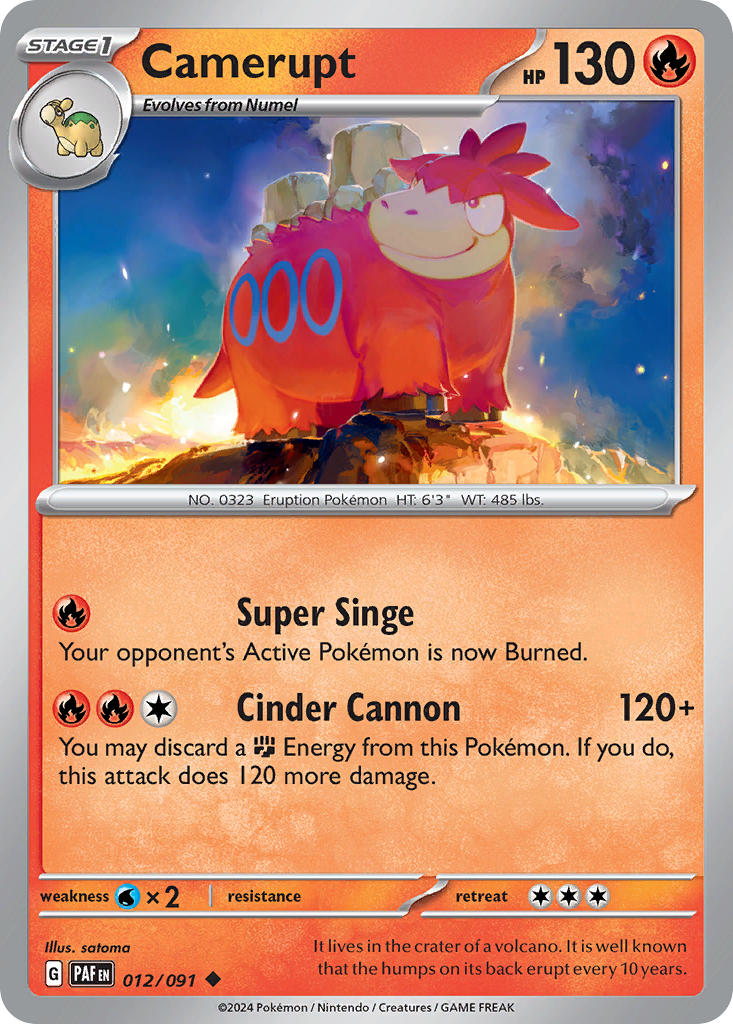 Camerupt 012/091 Uncommon Paldean Fates Pokémon card