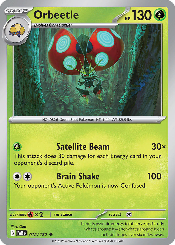 Orbeetle 012/182 Uncommon Paradox Rift Pokémon card