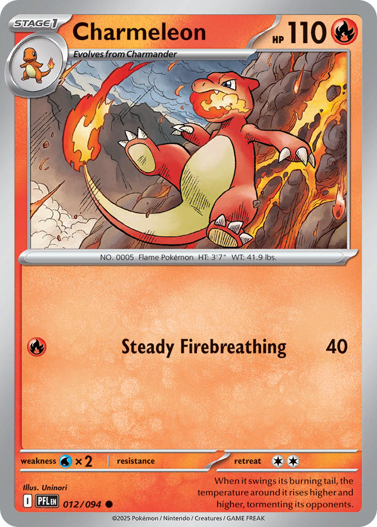 Charmeleon 012/094 Common Phantasmal Flames Pokémon card