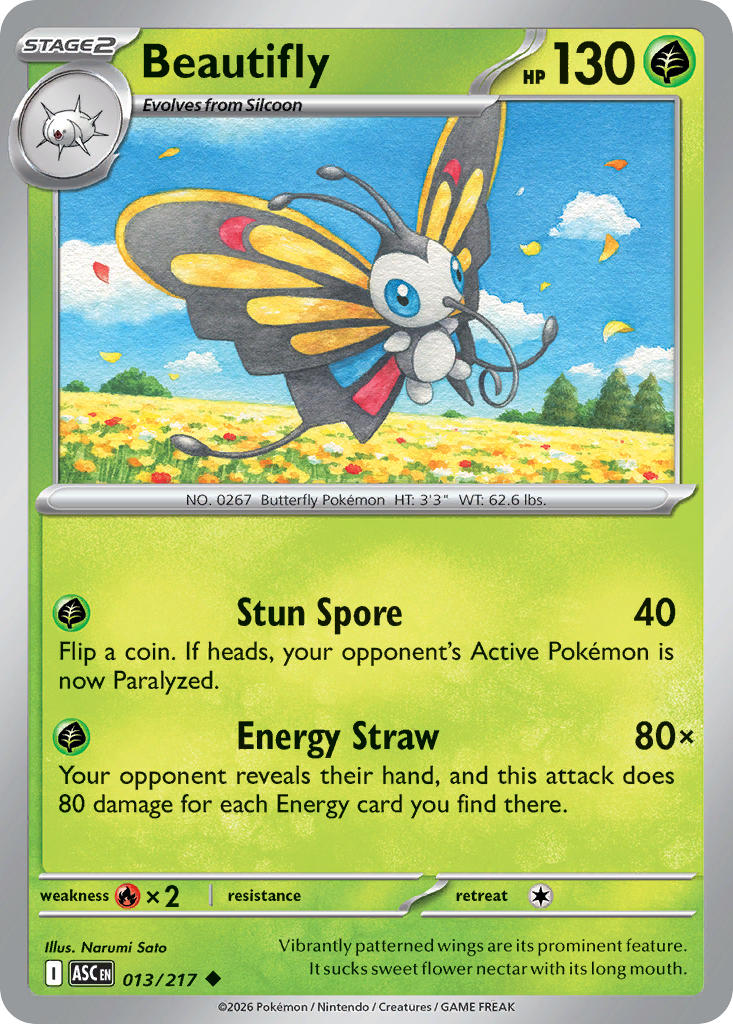 Beautifly 013/217 Rare Ascended Heroes Pokémon card