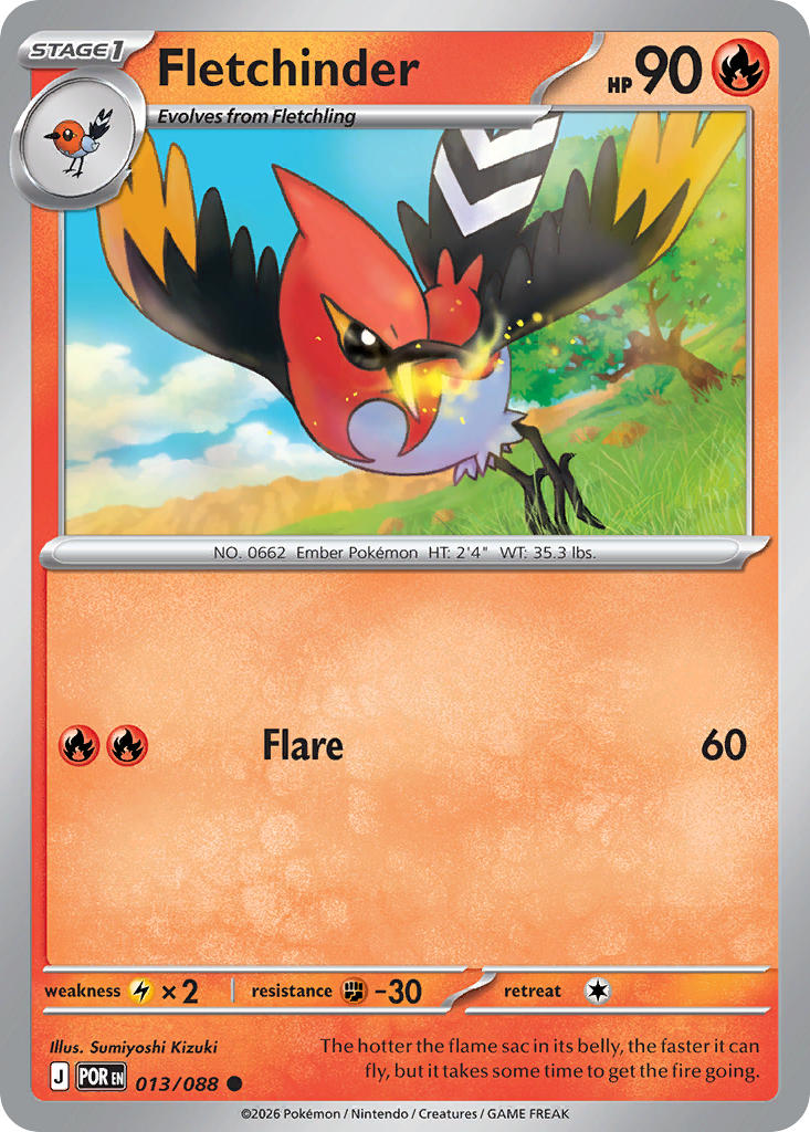 Fletchinder 013/088 Common Perfect Order Pokémon card