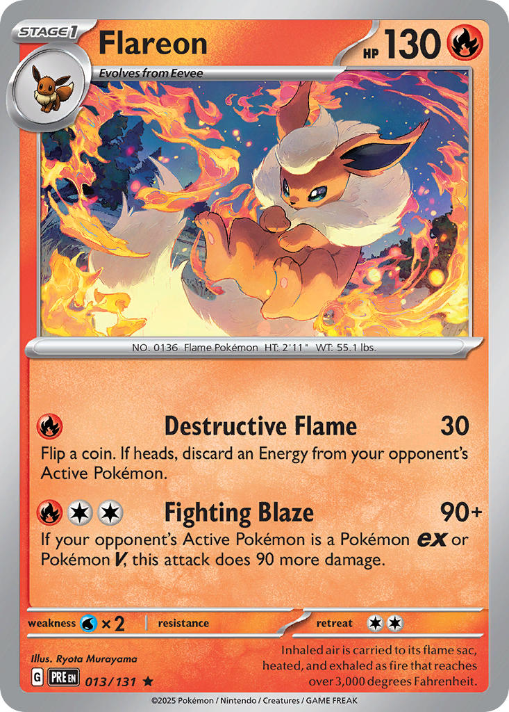 Flareon 013/131 Rare Prismatic Evolutions Pokémon card