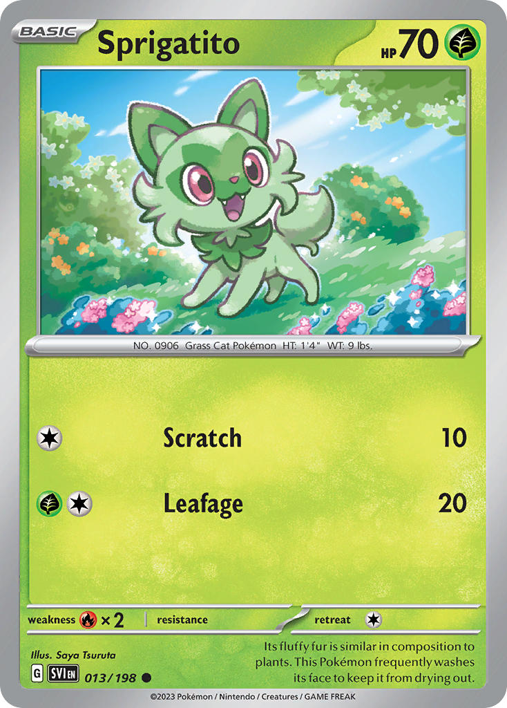 Sprigatito 013/198 Common Scarlet & Violet Pokémon card