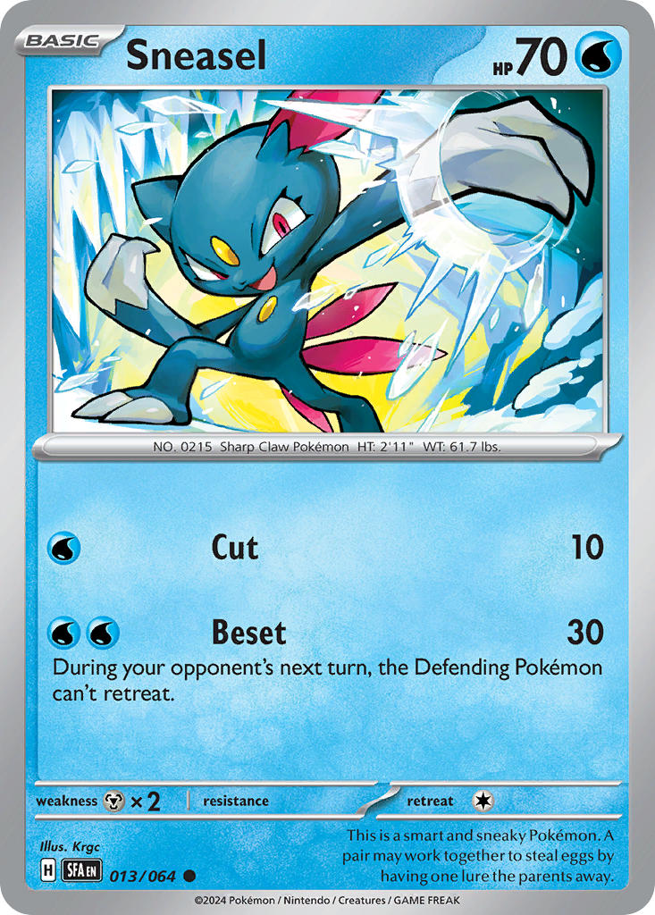 Sneasel 013/064 Common Shrouded Fable Pokémon card