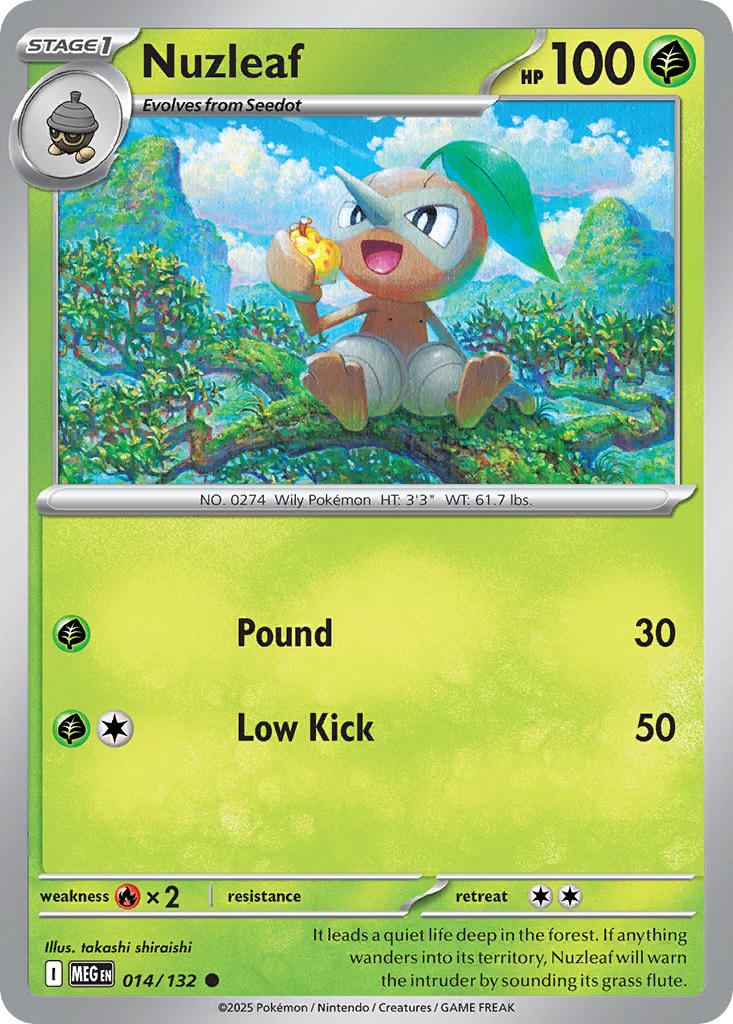 Nuzleaf 014/132 Common Mega Evolution Pokémon card