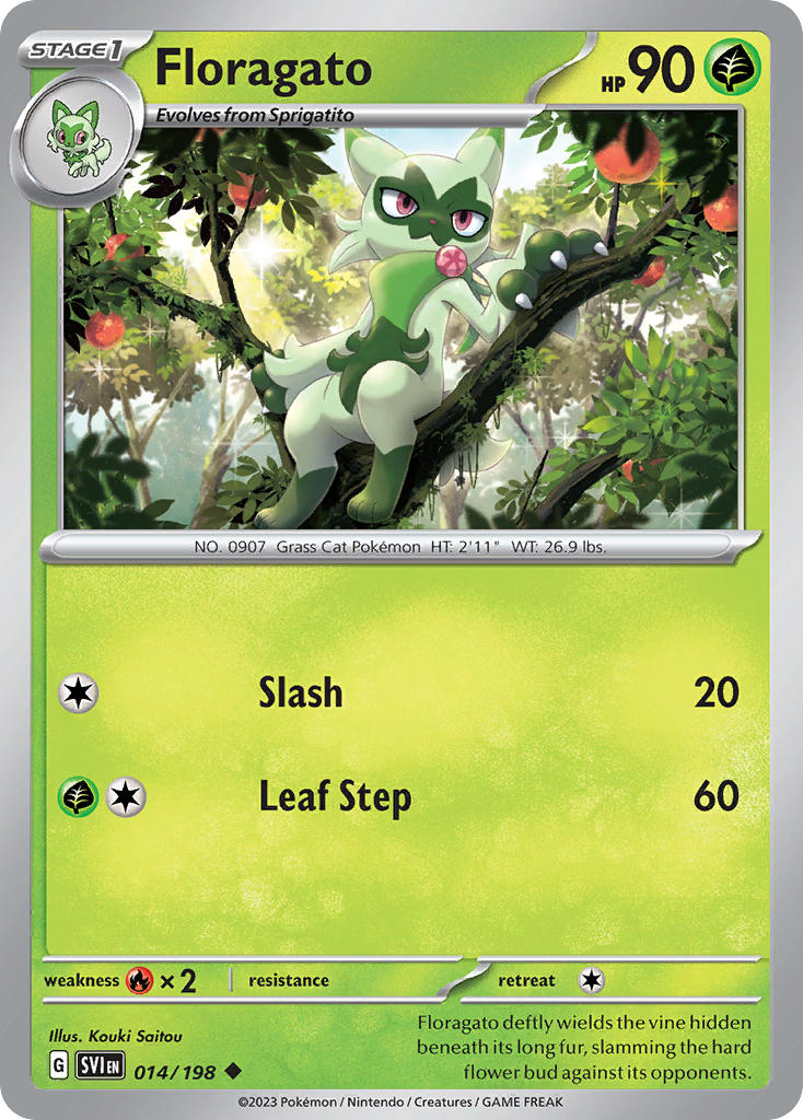 Floragato 014/198 Uncommon Scarlet & Violet Pokémon card