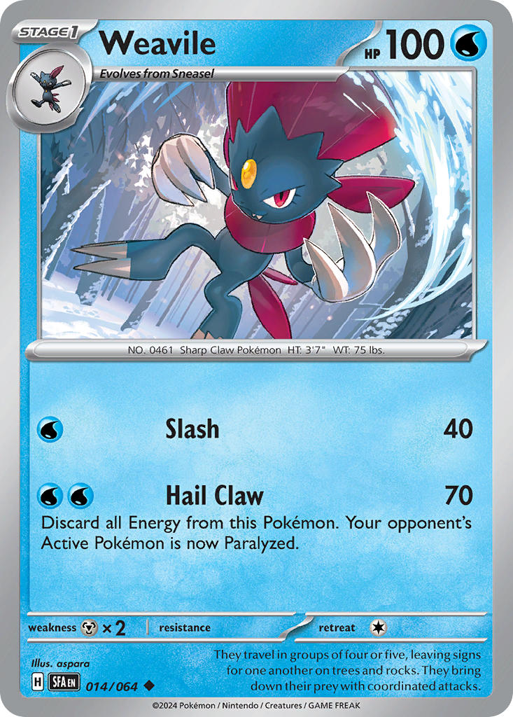 Weavile 014/064 Uncommon Shrouded Fable Pokémon card