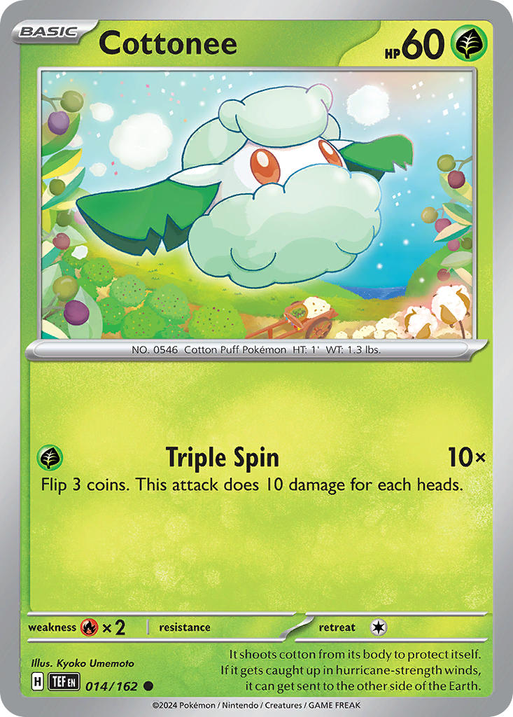 Cottonee 014/162 Common Temporal Forces Pokémon card