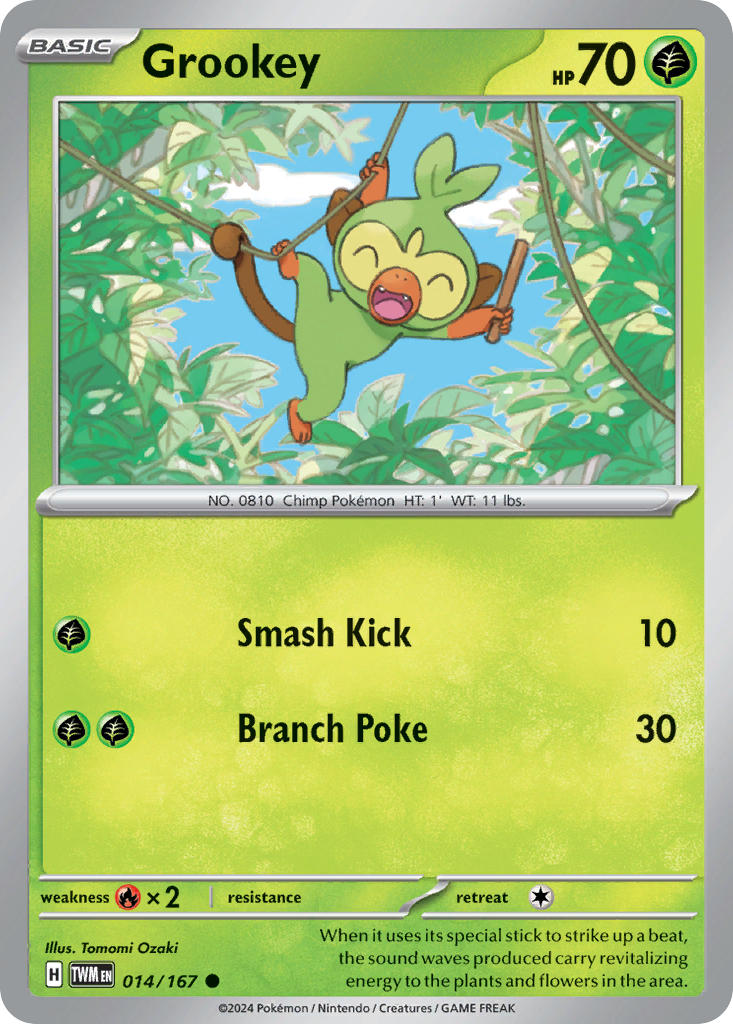 Grookey 014/167 Common Twilight Masquerade Pokémon card