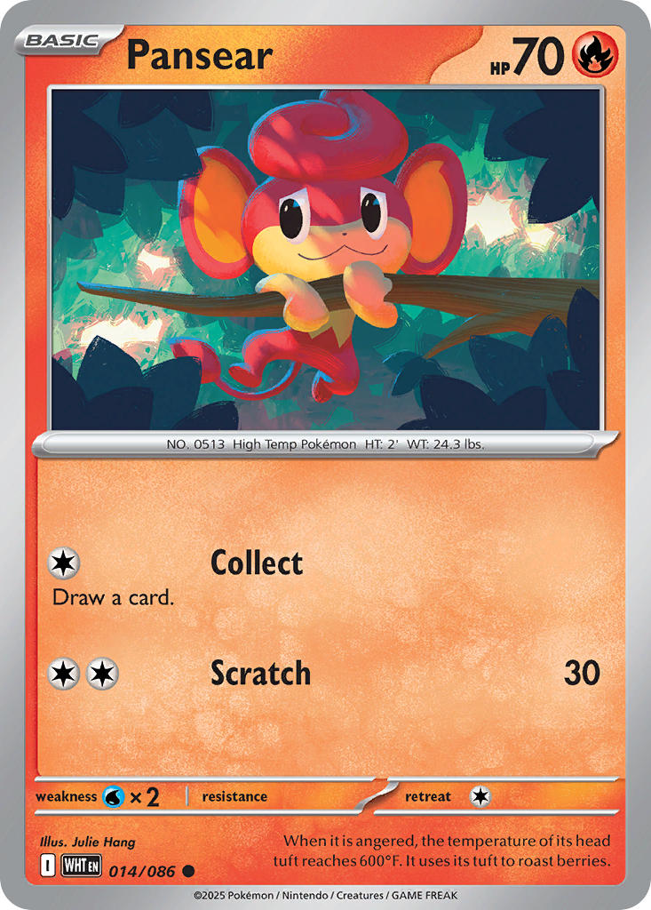 Pansear 014/086 Common White Flare Pokémon card