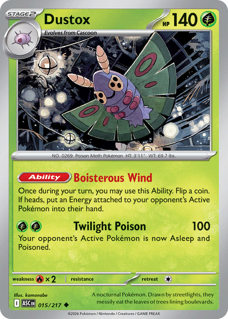 Dustox 015/217 Rare Ascended Heroes Pokémon card