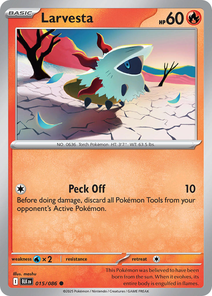 Larvesta 015/086 Uncommon Black Bolt Pokémon card