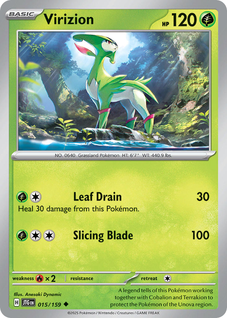 Virizion 015/159 Rare Journey Together Pokémon card