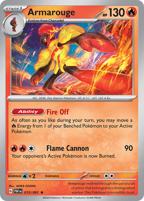 Armarouge 015/091 Rare Paldean Fates Pokémon card