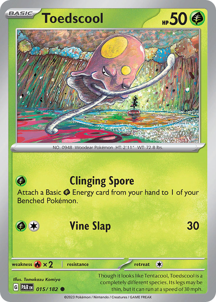 Toedscool 015/182 Common Paradox Rift Pokémon card