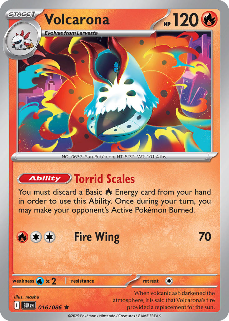 Volcarona 016/086 Rare Black Bolt Pokémon card