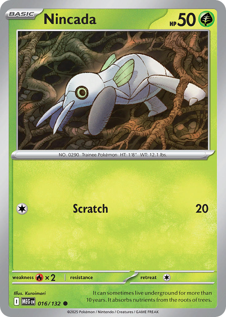 Nincada 016/132 Common Mega Evolution Pokémon card