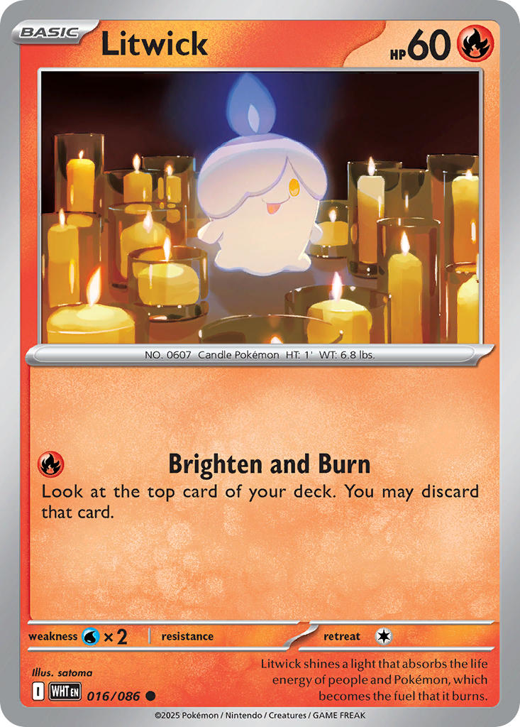 Litwick 016/086 Common White Flare Pokémon card