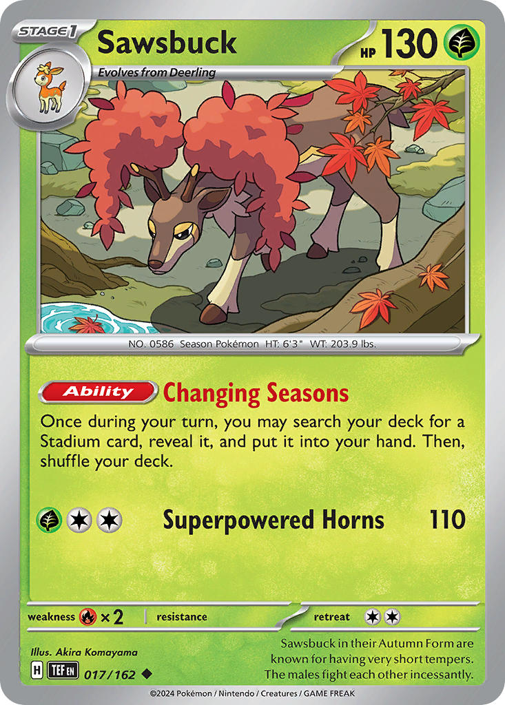 Sawsbuck 017/162 Uncommon Temporal Forces Pokémon card