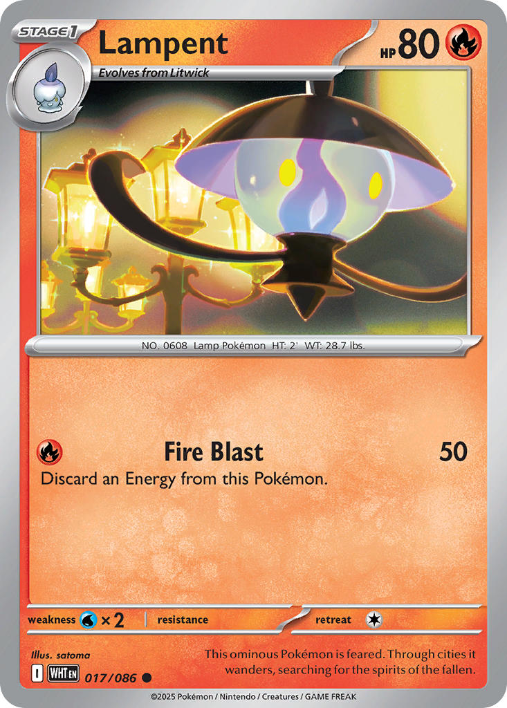 Lampent 017/086 Uncommon White Flare Pokémon card