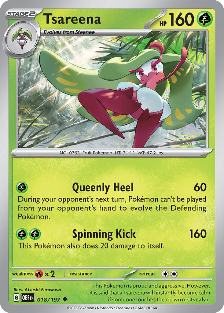 Tsareena 018/197 Uncommon Obsidian Flames Pokémon card
