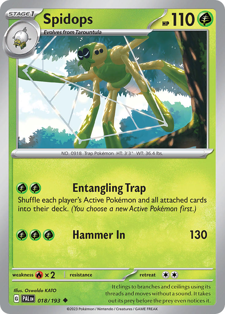 Spidops 018/193 Rare Paldea Evolved Pokémon card