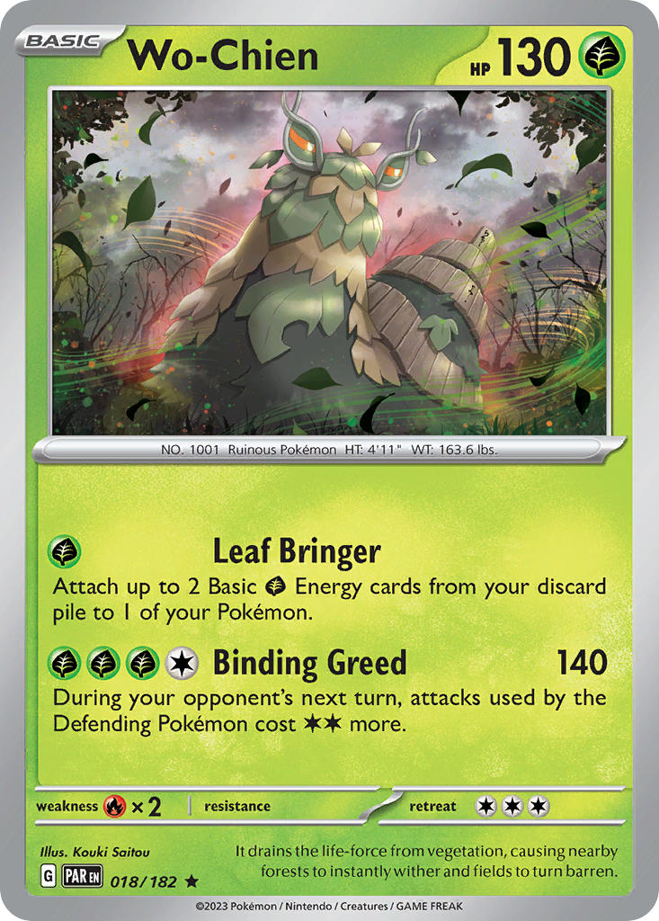 Wo-Chien 018/182 Rare Paradox Rift Pokémon card