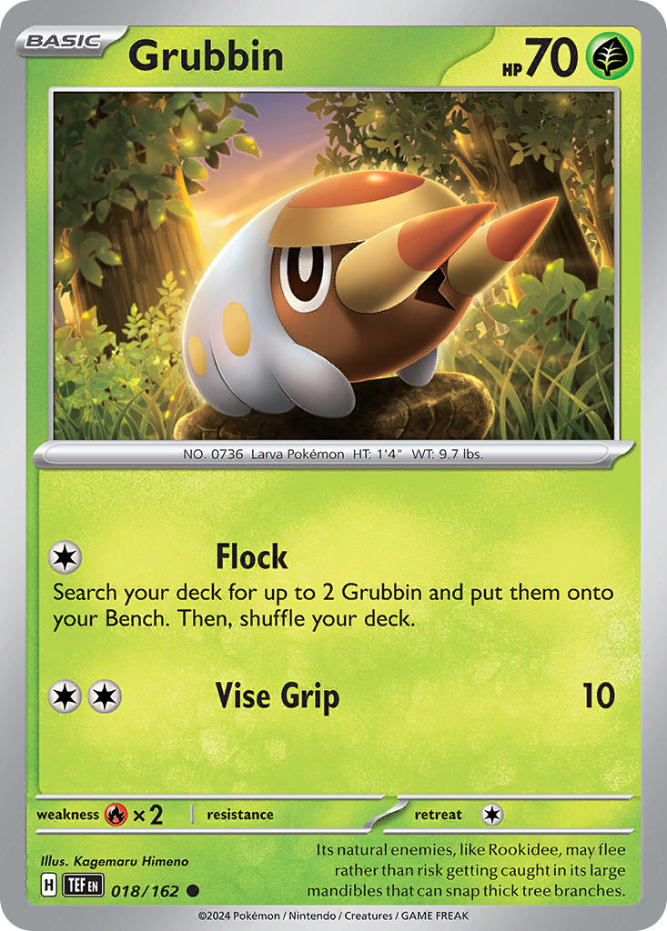 Grubbin 018/162 Common Temporal Forces Pokémon card