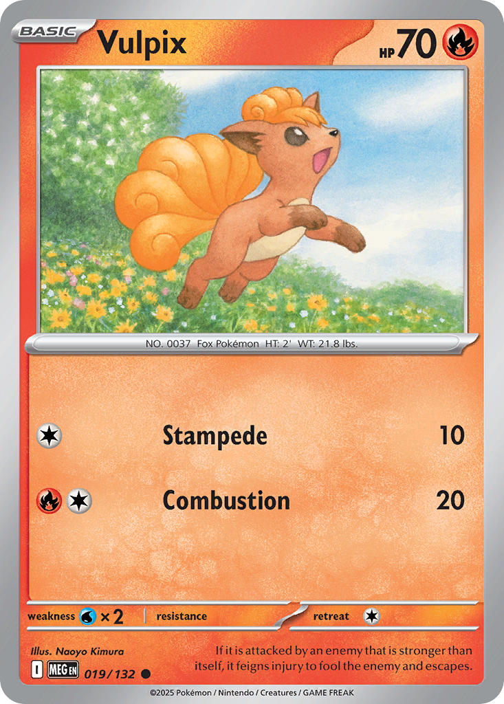 Vulpix 019/132 Common Mega Evolution Pokémon card