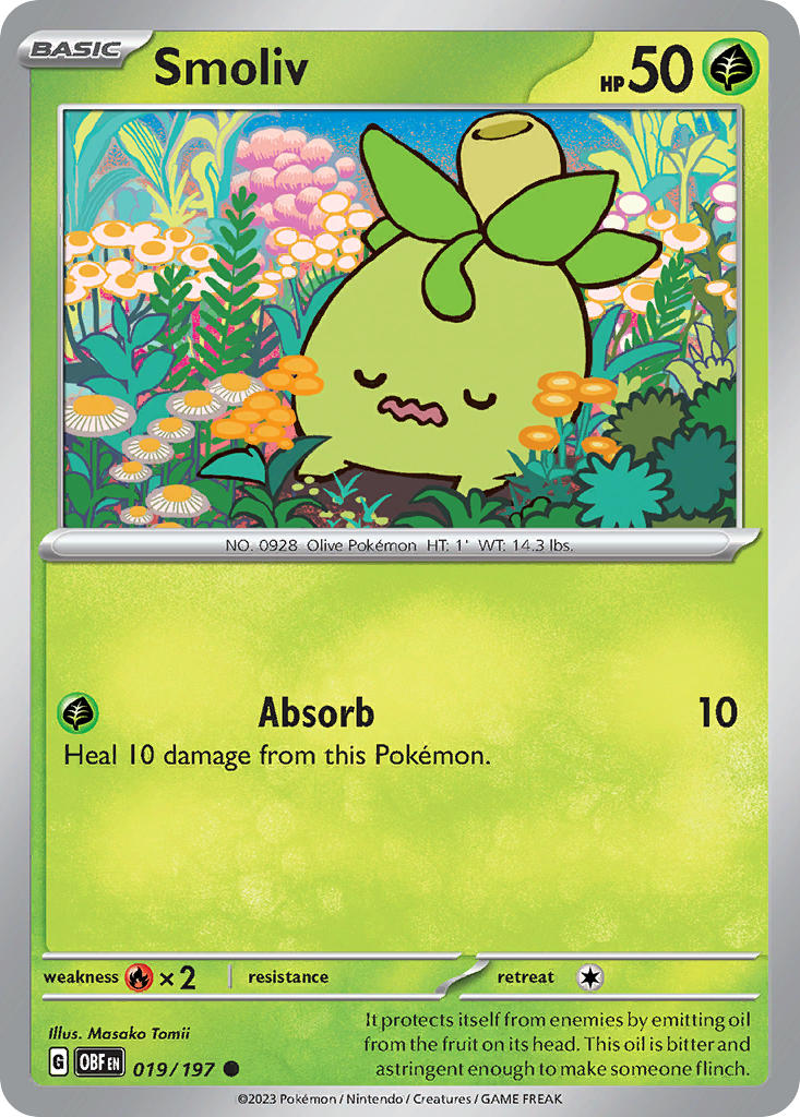 Smoliv 019/197 Common Obsidian Flames Pokémon card