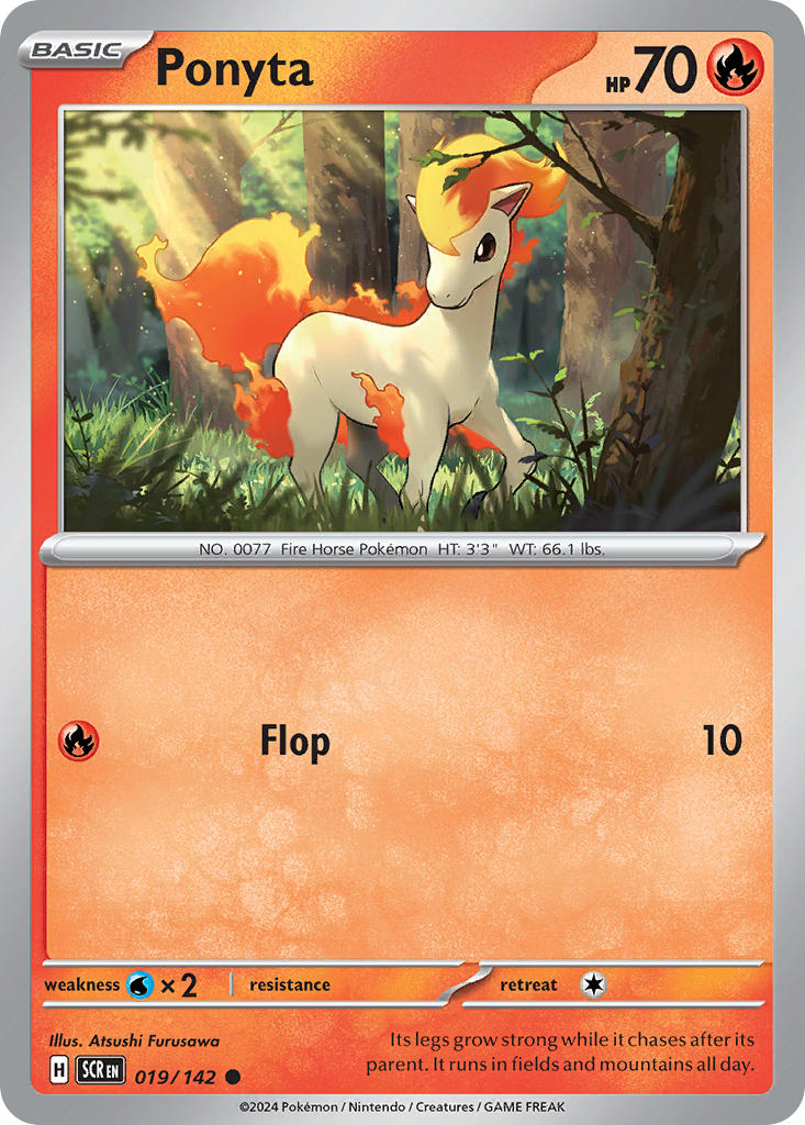 Ponyta 019/142 Common Stellar Crown Pokémon card