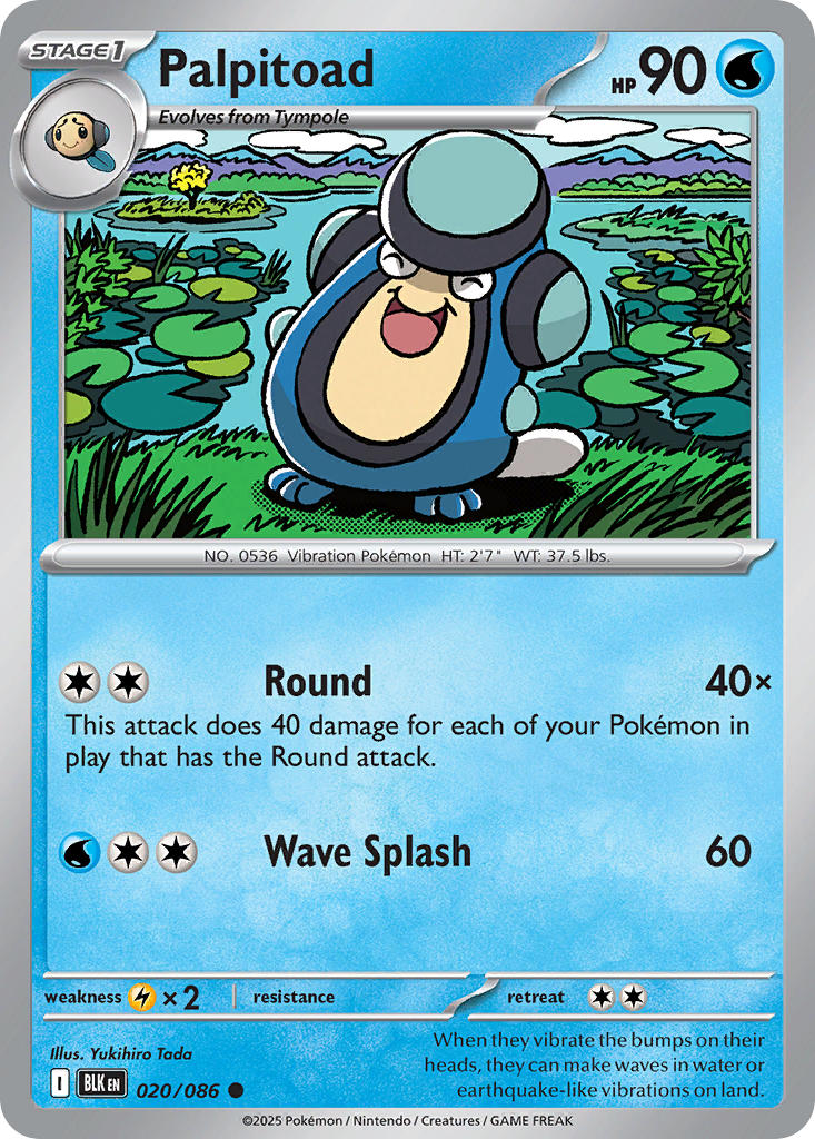 Palpitoad 020/086 Common Black Bolt Pokémon card