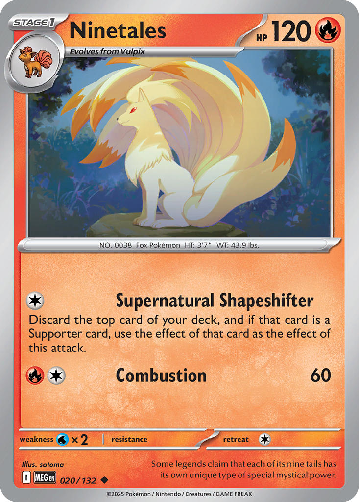 Ninetales 020/132 Uncommon Mega Evolution Pokémon card
