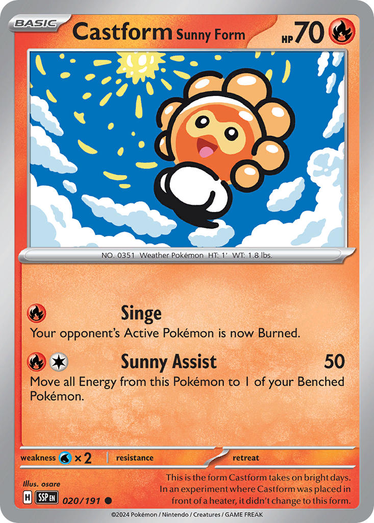 Castform Sunny Form 020/191 Common Surging Sparks Pokémon card