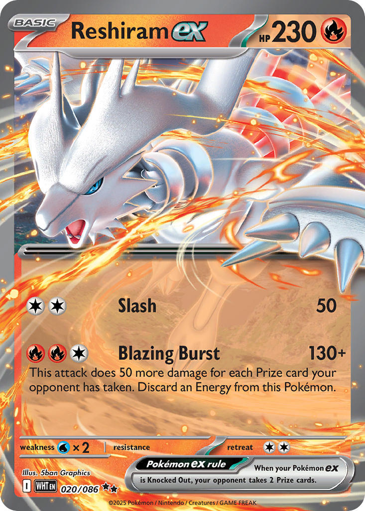Reshiram EX 020/086 Double Rare White Flare Pokémon card