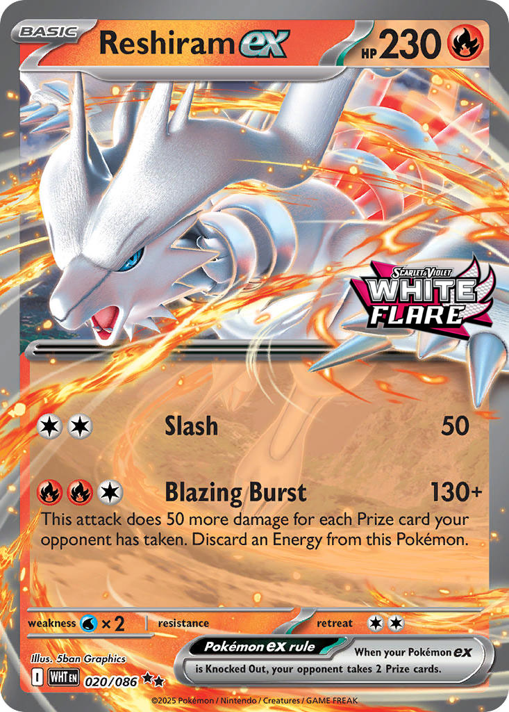 Reshiram EX 020/086 Double Rare White Flare Pokémon card