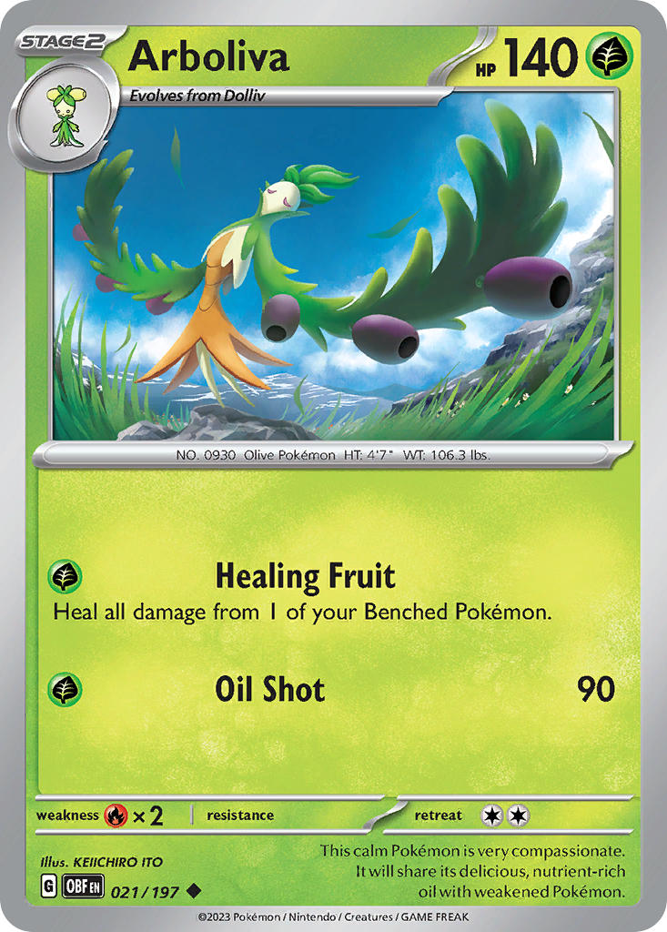 Arboliva 021/197 Uncommon Obsidian Flames Pokémon card