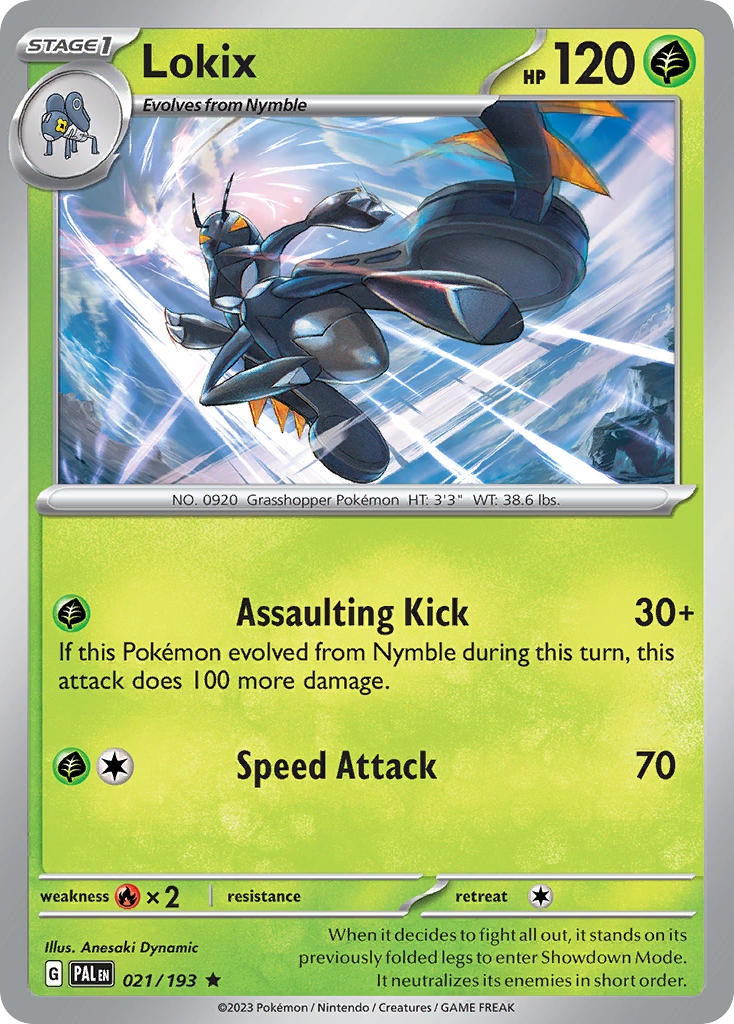 Lokix 021/193 Rare Paldea Evolved Pokémon card